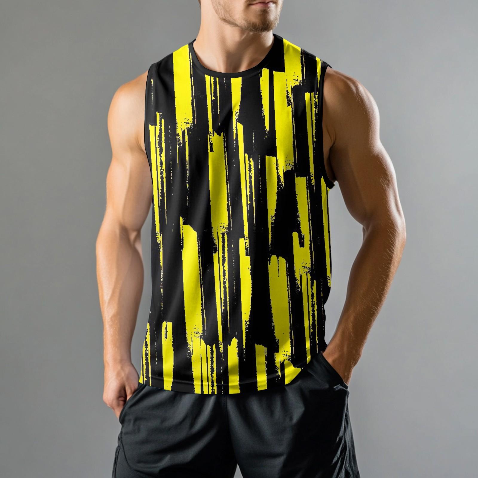 

Мужская мода принтованный спортивный повседневный жилет без рукавов S жёлтый