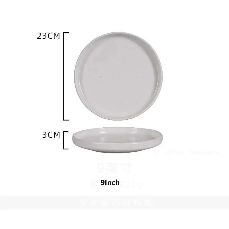 Japanese Ceramic Dinner Plate Steak Food Tray Tableware Straight Edge Flat Plate Salad Pasta Dish Dinnerware