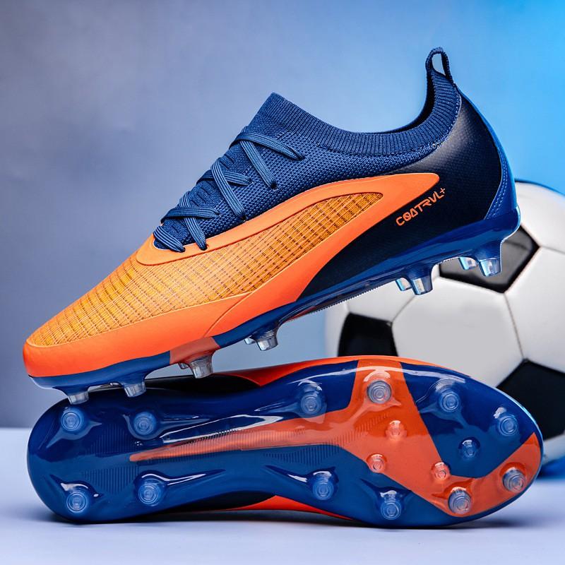 Youth Soccer Cleats Boys Girls Kids Low-Cut AG Studs Rubber Sole PU Fabric Upper Durable Training Football Shoes