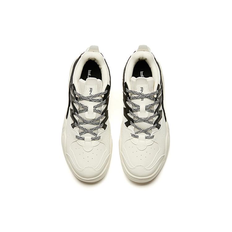 Anta Life Collection Synthetic Leather, Textile Low top Skateboard Shoes Women's Black White 122018041-1