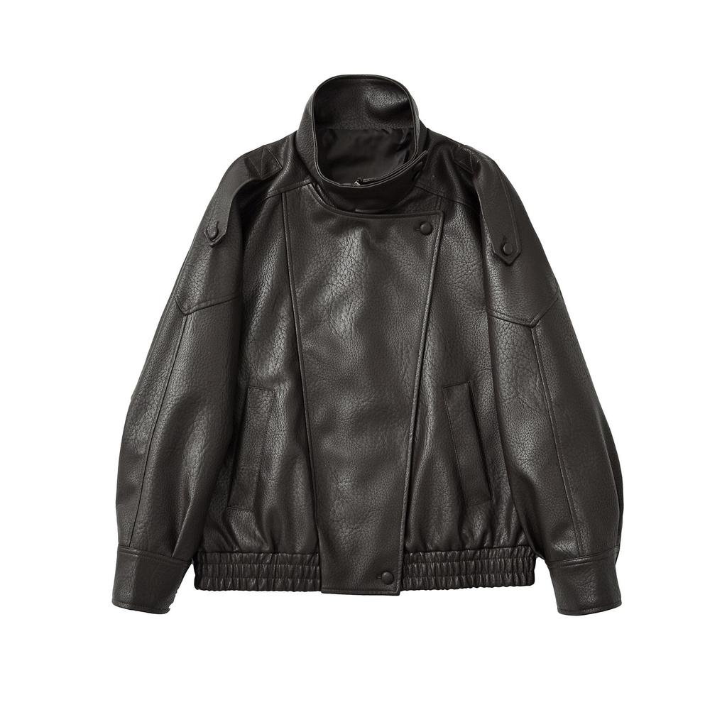 2026 Spring/Autumn Women's Retro Loose Leather Jacket In European & American Style
