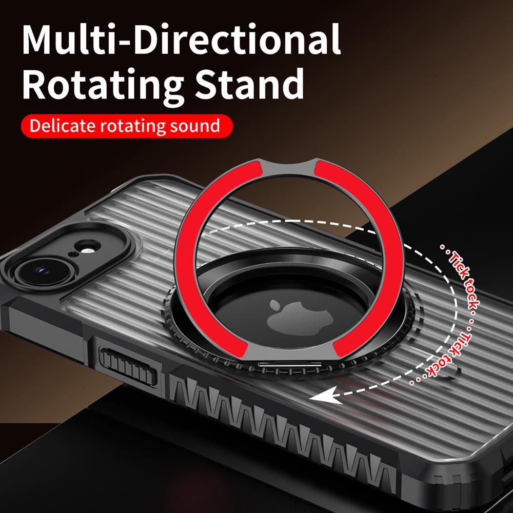 KEYSION 360° Rotating Ring Stand Case for MagSafe for iPhone 16e 2025 Matte Transparent Magnetic Shockproof Phone Back Cover