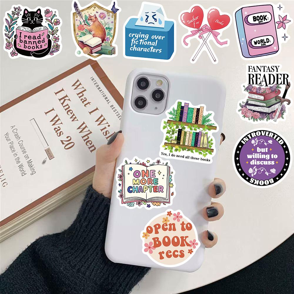 50/100PCS Book Reading Series Sticker Personalized Cartoon Diary Phone Skateboard Paintings Decoration Phone Festival Stickers