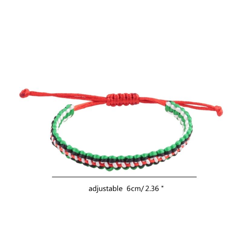 Adjustable Palestinian Woven Bracelet Palestinian Flag Handcrafted Bracelet Statement Hand String Braided Rope Bangle