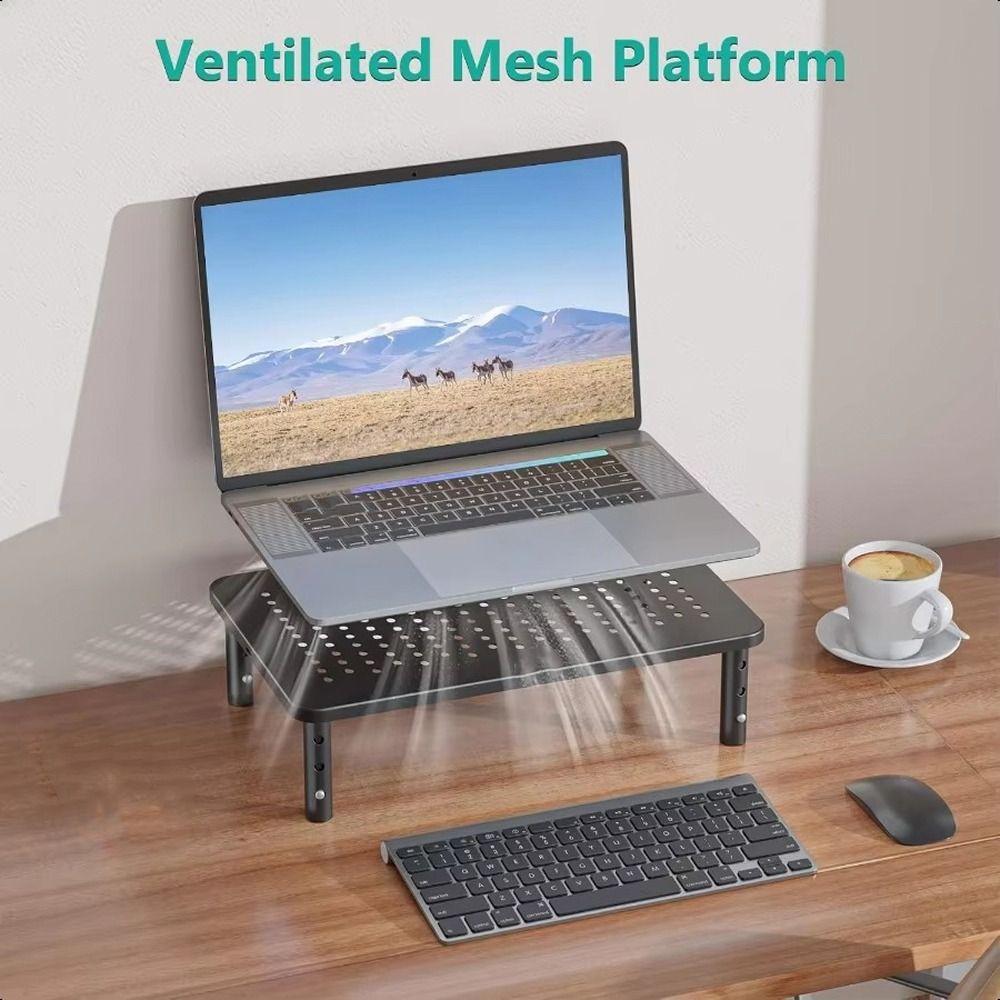 3 Height Adjustable Computer Monitor Stand Metal Laptop Dissipation Stand  Desktop