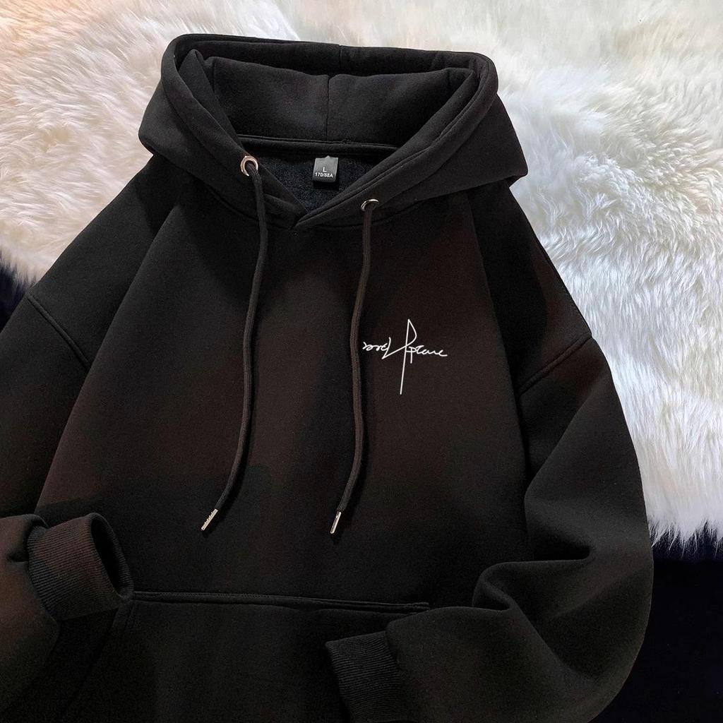Personalized American Style Men's Hoodie – Autumn/Winter Velvet, Thick, Versatile Student Jacket