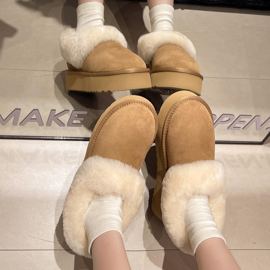 Large Size Fluffy Snow Boots Women's Autumn and Winter New Casual Muffin Bread Shoes Piled Thickened Warm Cotton Shoes