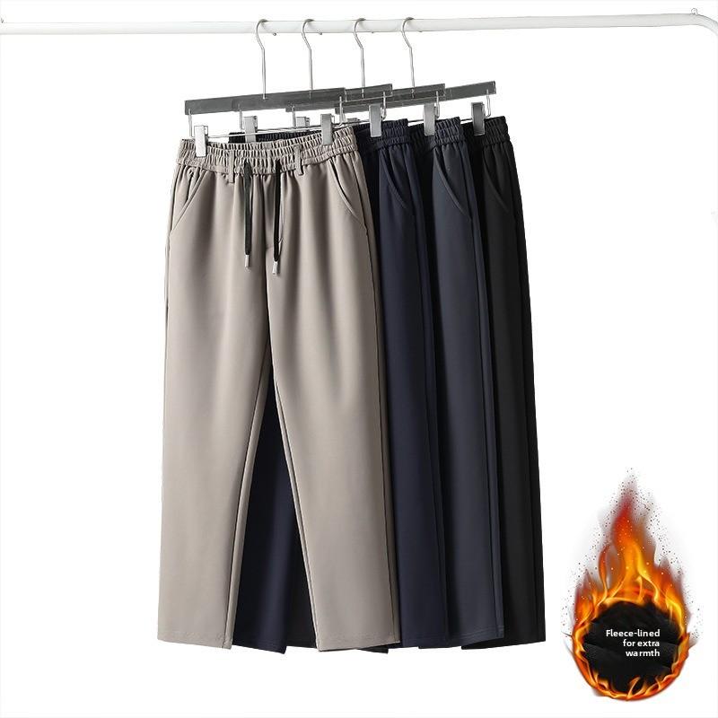 Men's new three-proof black technology autumn and winter casual pants men's large size loose sports trousers warm and piled thickened trousers