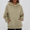Ladies' Fashionable Solid Color Casual Hooded Pocket Long Sleeved Sweatshirt