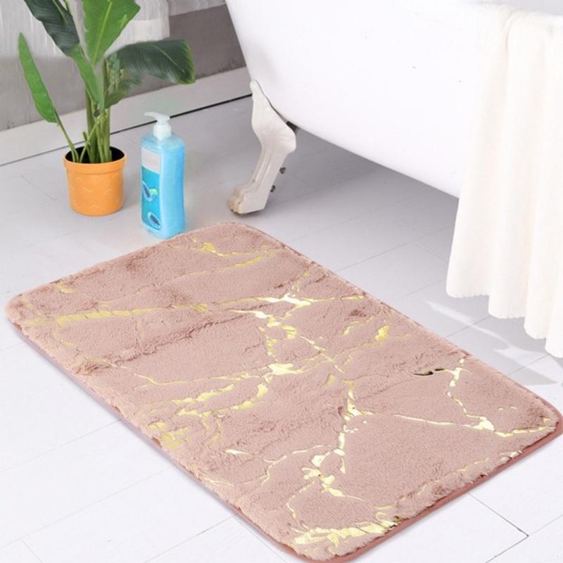 Newest Dark Brown Gold Crack Floor Mat Marble Bath Mat Non Slip Water Absorb Shower Room Rug
