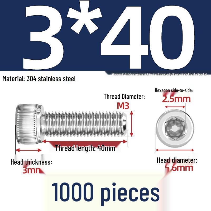 304 Stainless Steel Hex Socket Head Cap Screws, M2-M10, Extended Length
