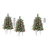 Lighted Artificial Christmas Urn Filler Battery Operated Pre-lit Xmas Pine Trees with Tripod Stake