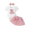 Mädchen Casual Fashion Set Sommer Kinder Niedlichen Bären Kurzarm Rock Set