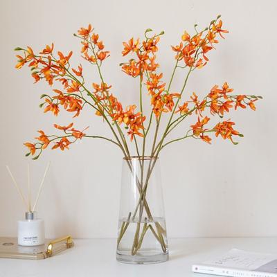 3 Fork Artificial Papilio Orchid Realistic Real Touch Cymbidium Flower Branches Handmade Simulation Phalaenopsis