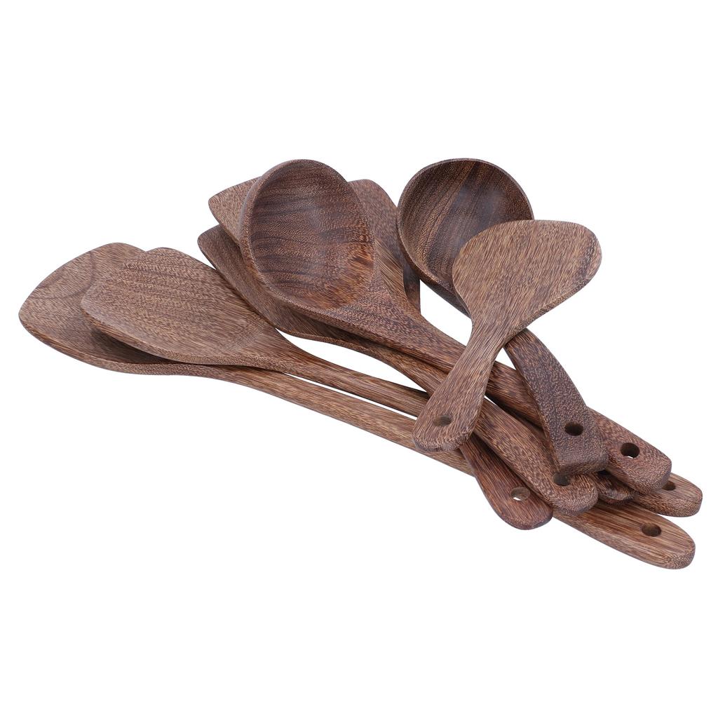 8Pcs Kitchen Tools Set Wooden Spatula Shovel Spoons Mixing Stirring Serving Utensils