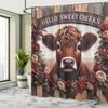 Highland Cattle Waterproof Shower Curtain, Punch-Free Polyester Curtain for Shower Room or Door Partition