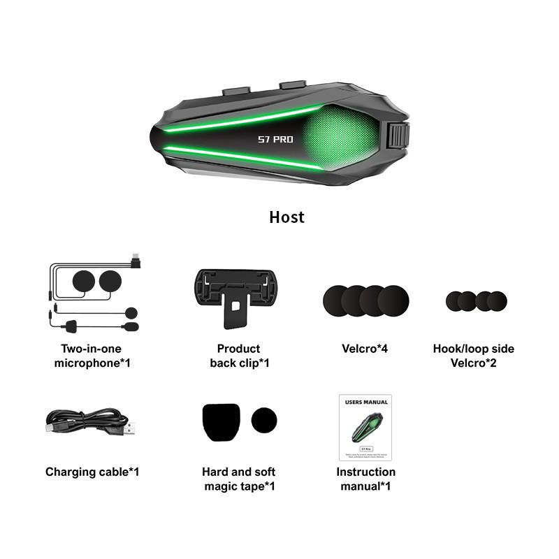 S7 Bluetooth Helmet Headset: High-Quality Sound, Waterproof, Freeze-Proof, Noise-Cancelling, Ideal for Team Riding.