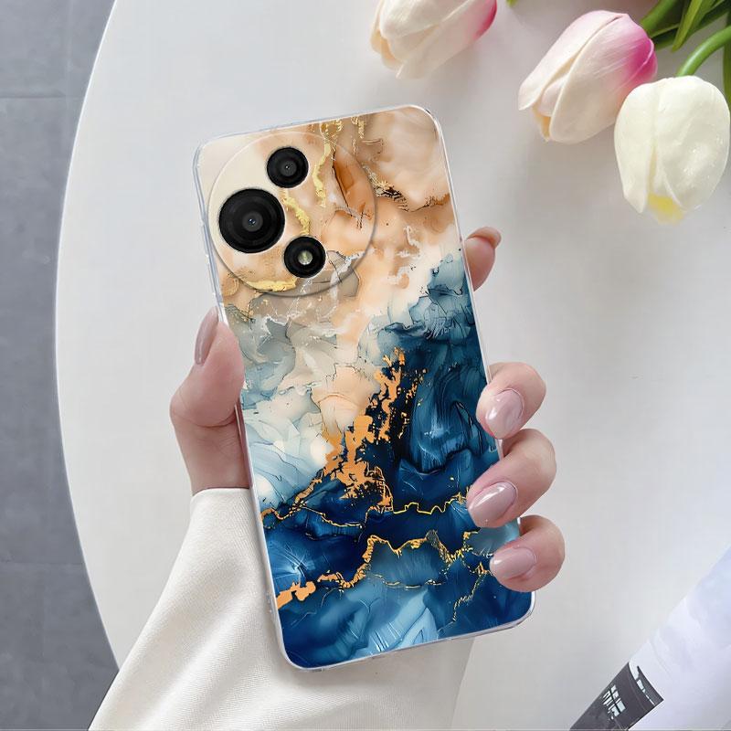 For TCL 60R 5G T519H 2025 Case Flower Marble Phone Case For TCL 60 SE 605 T517H Funda Transparent Soft Silicone Protect Cover