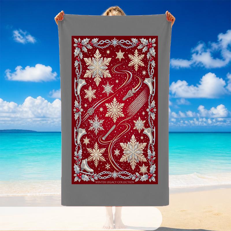 Christmas Printed Beach Towel Soft Quick Dry For Indoor Outdoor Home Use Holiday Gift