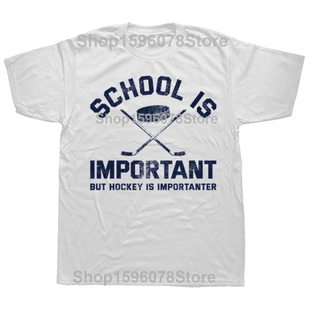 School is Important But Hockey is Importanter Tshirt Funny Sports Tee Tops Round Neck ShortSleeve Tshirt Casual Basic Tshirts