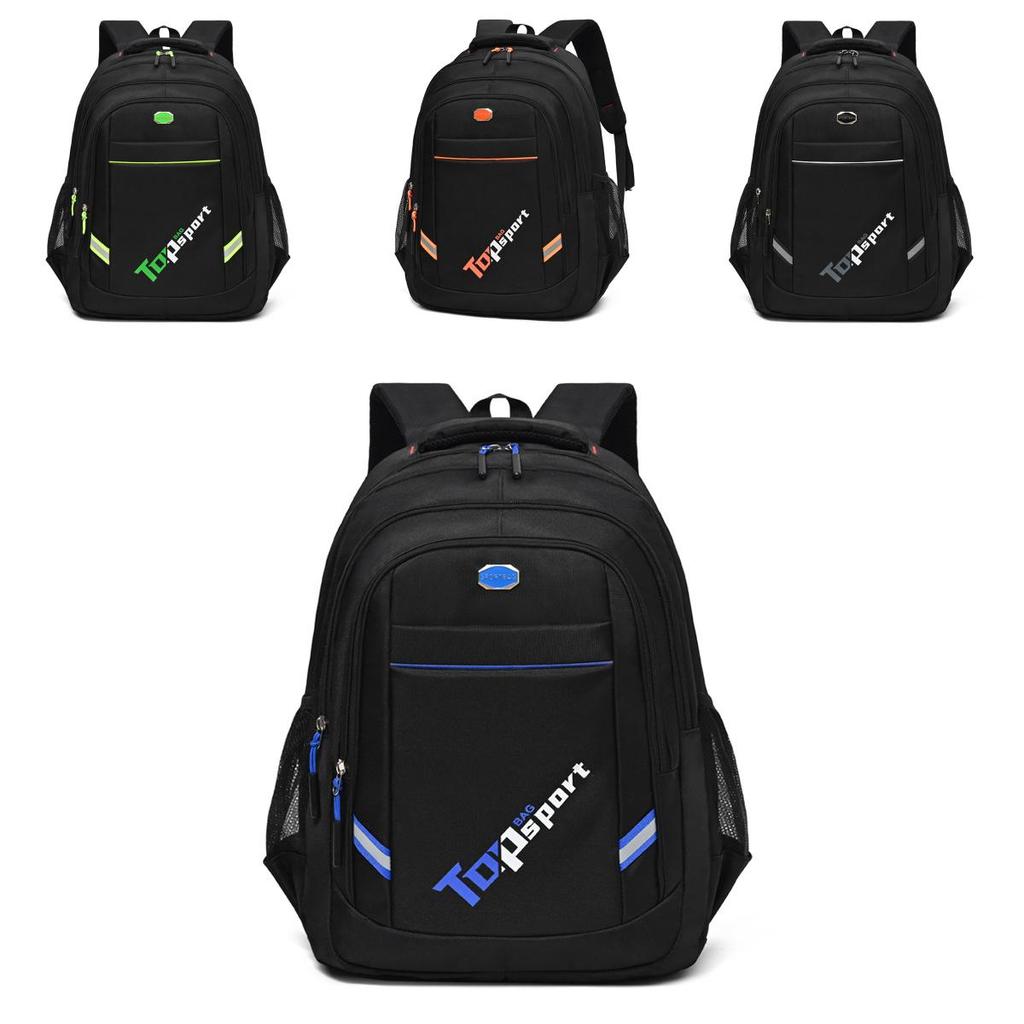 Oxford Fabric Unisex College Student Backpack With Letter Striped Pattern For Travel And School