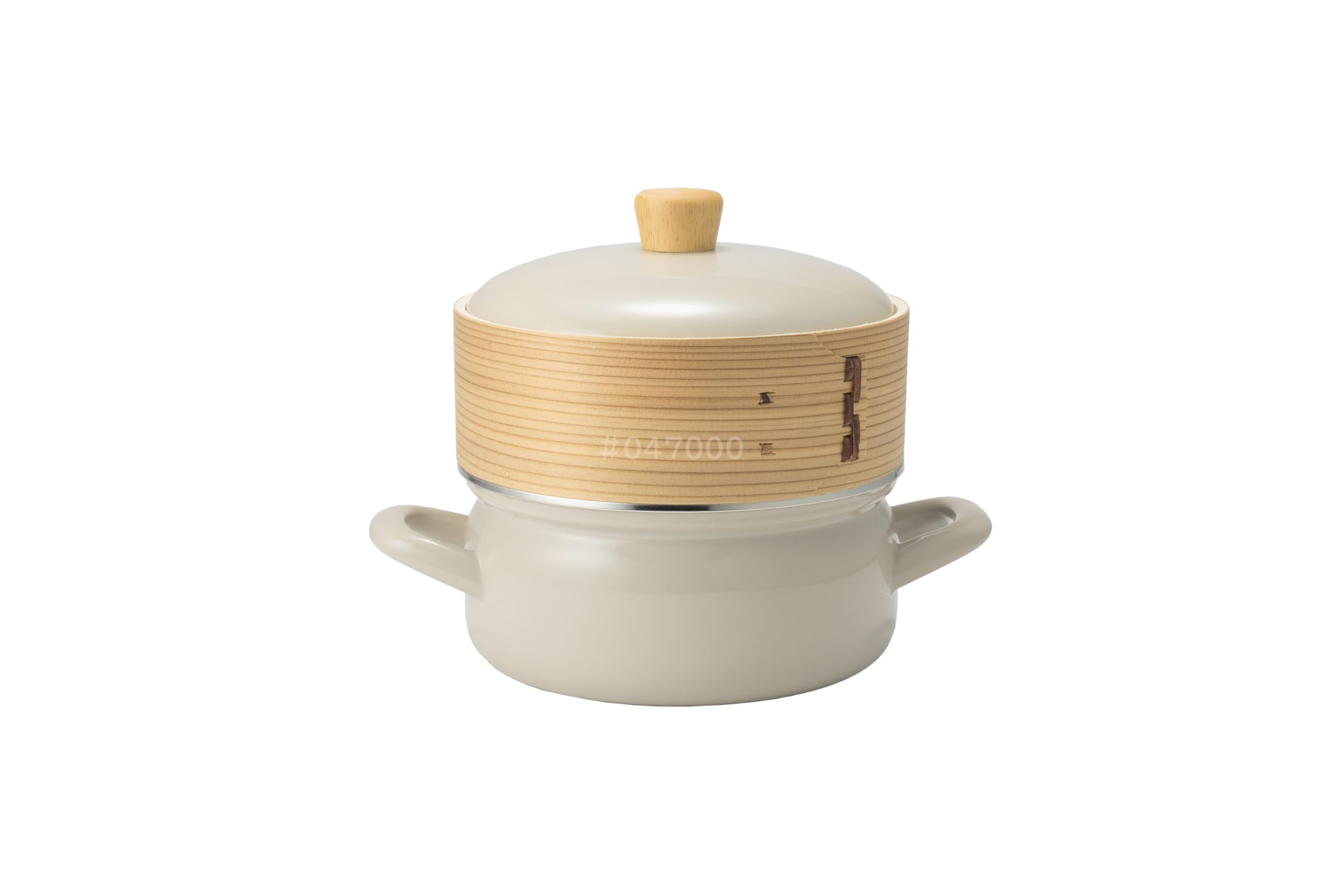 

GoodPlus+ Custom-Made Enamel Pot with Steamer, 18cm (Greige, 1 Steamer Tier) GPB-SER18-GG1