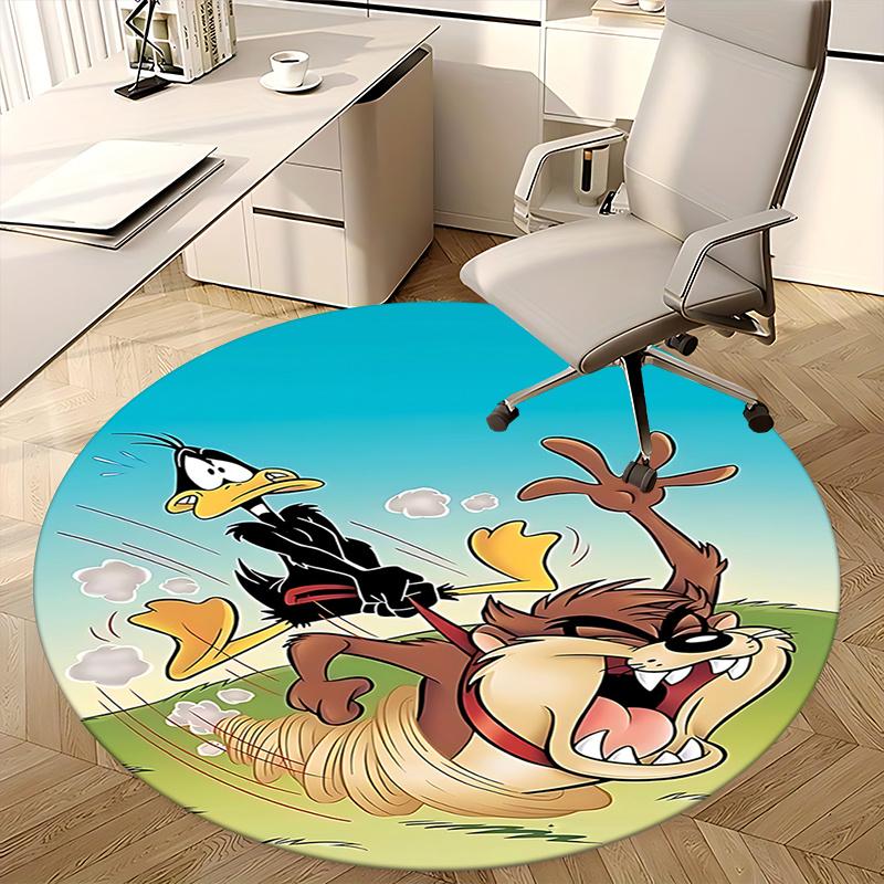 Looney Tunes Daffy Duck & Tasmanian Devil Round Chair Mat - Home Decor, Sofa Carpet