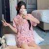 Summer Ice Silk Pajamas Women'S Cool Short-Sleeved Pastoral Small Floral Sweet Thin Loungewear Set