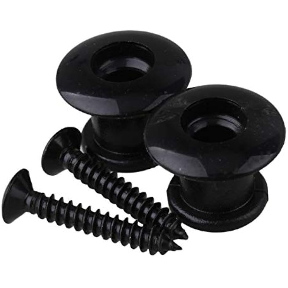 Bstinay 1 Pair Strap Pin Tail Pin Guitar Mandolin Metal Black