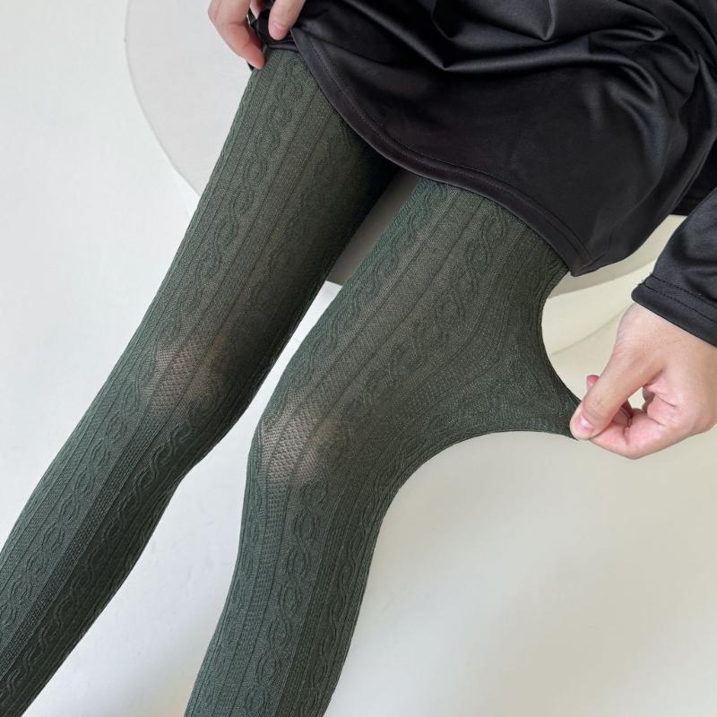 Women Vintage Twist Striped Pattern Jacquard Tights Winter Fall Opaque Pantyhose Stockings Slimming Leggings Hosiery