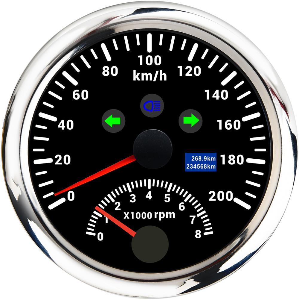 New 85mm Digital Car Truck Boat GPS Speedometer Gauge 0-200KM/H 0-120kmh Speed Meter Tachometer 8000RPM for Car Boat ATV 9-32V