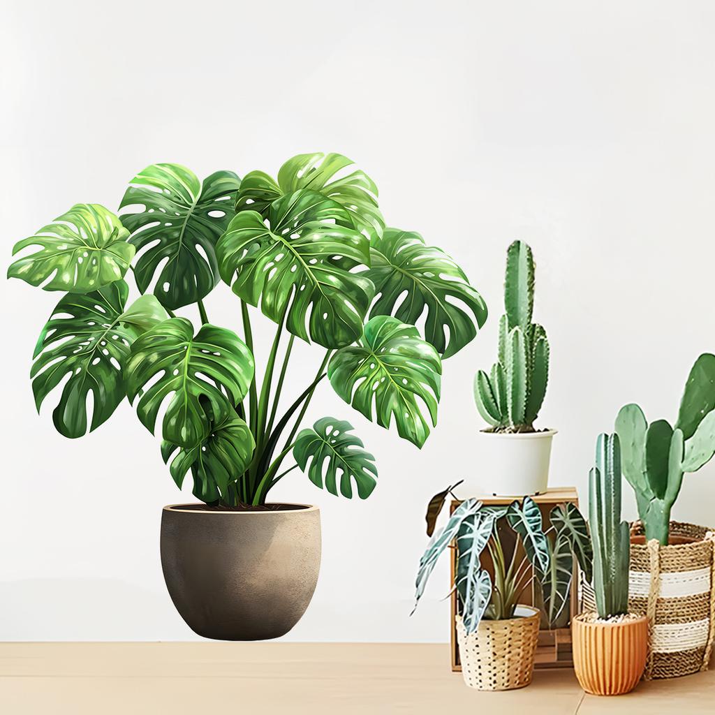 Potted Plant Wall Sticker Removable Self-Adhesive Background Decor for Bedroom Living Room Home Decoration