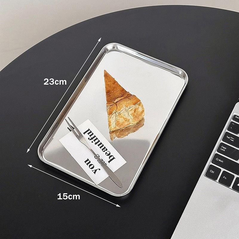 Modern Stainless Steel Rectangular Serving Tray Gift for Cakes & Snacks Elevates Dining Table Design for Home Or Cafe