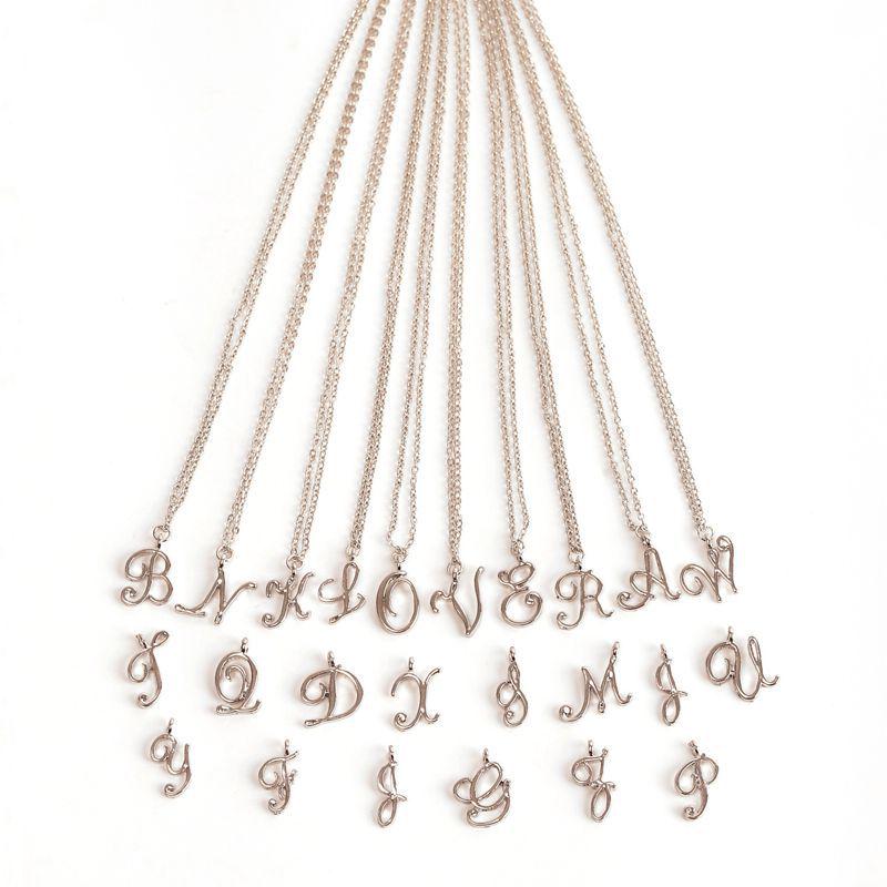Elegant 26-Letter Uppercase Pendant Necklace: Simple and Fashionable European-American Clavicle Chain with Niche Design