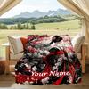 1PC Custom Name Geisha Cherry Blossoms outdooor Flannel blankets Throw Blanket All-Season Throw Gift Bedspread for Couch, Bed, Camping Holiday Birthda