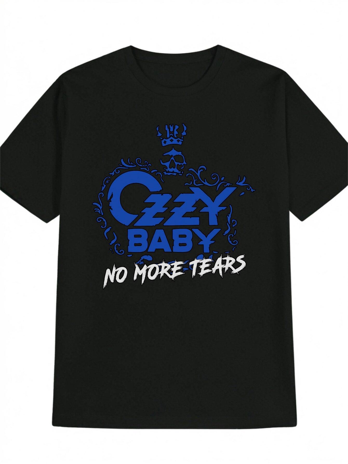 Casual Versatile Round Neck T-shirt with Skull Crown Print XXL