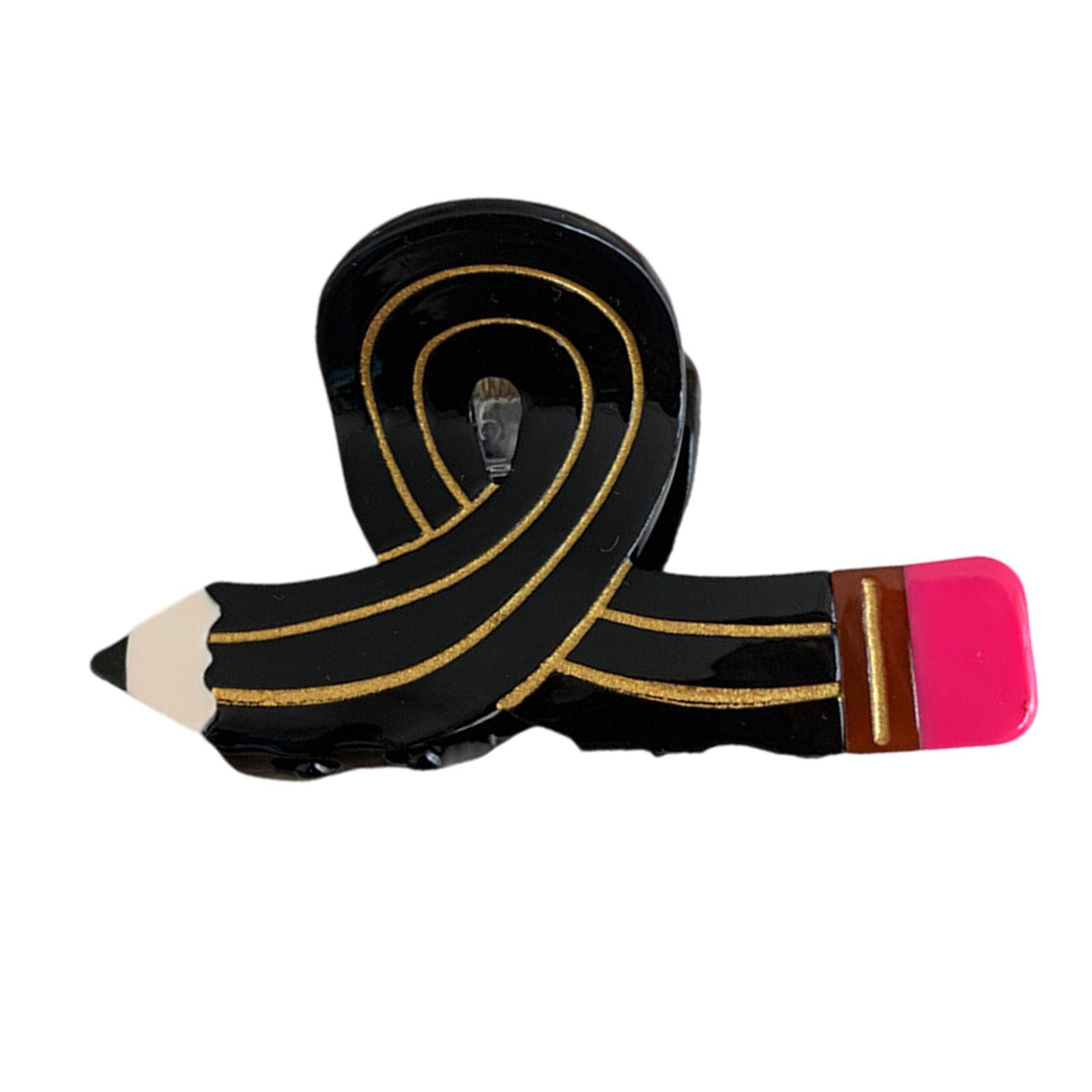

Back to School Pencil Hair Claw Strong Spring Clip for Women Lovely Nonslip Hair Grip for Ponytail Popular Hair Holder чорний