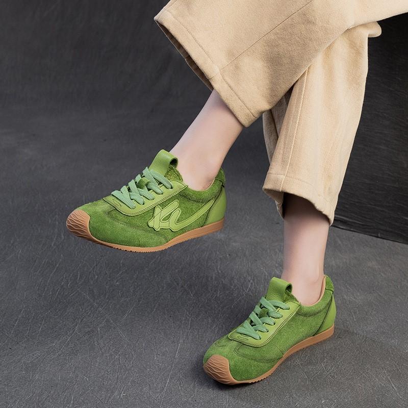 Johnature Genuine Leather Sneakers Casual Sports Shoes Soft Soled Comfortable Retro Women's Flat Shoes