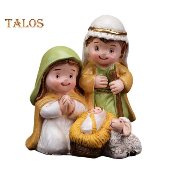 

Украшение для рождественской сцены из смолы, скульптура из мультфильма «Святое семейство», рождественское украшение для рабочего стола для дома, гостиной, спальни A разноцветный