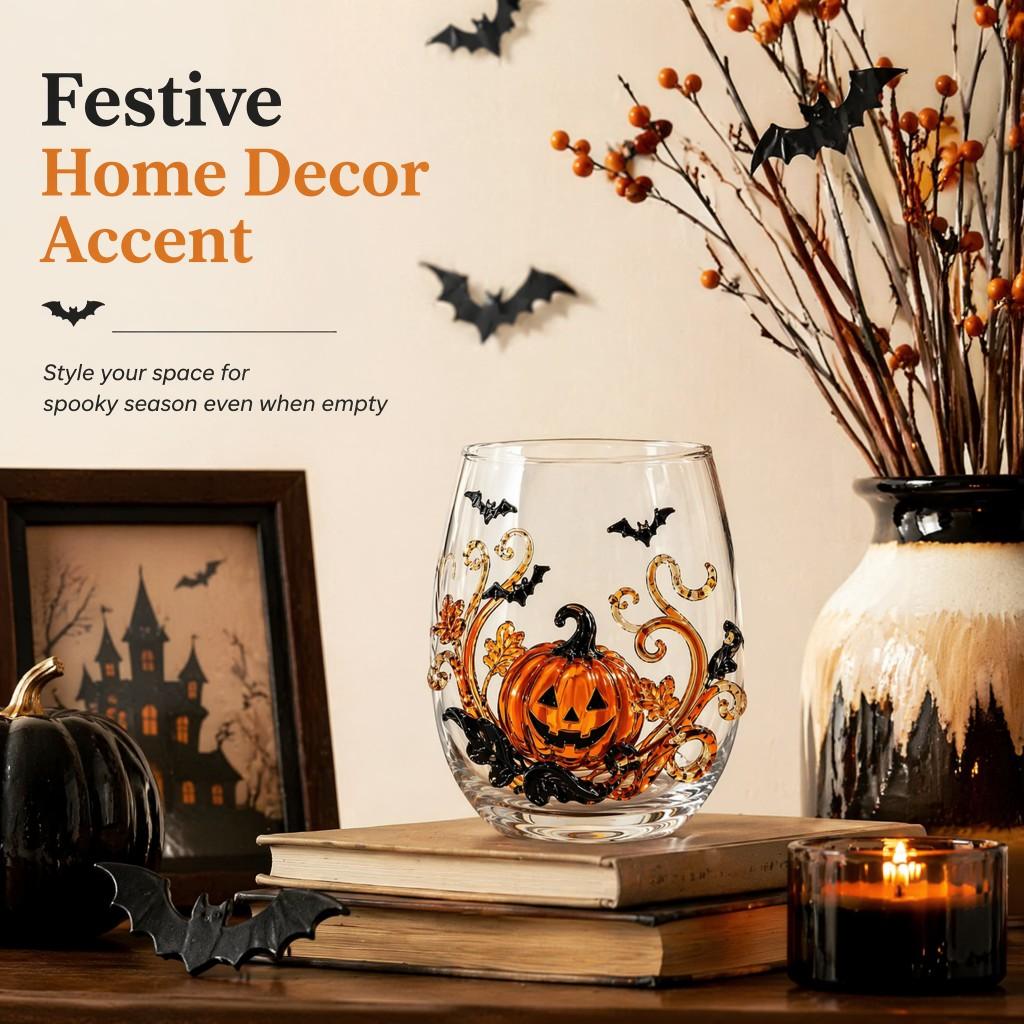 350ML Halloween Pumpkin Bat Wine Glass Transparent
