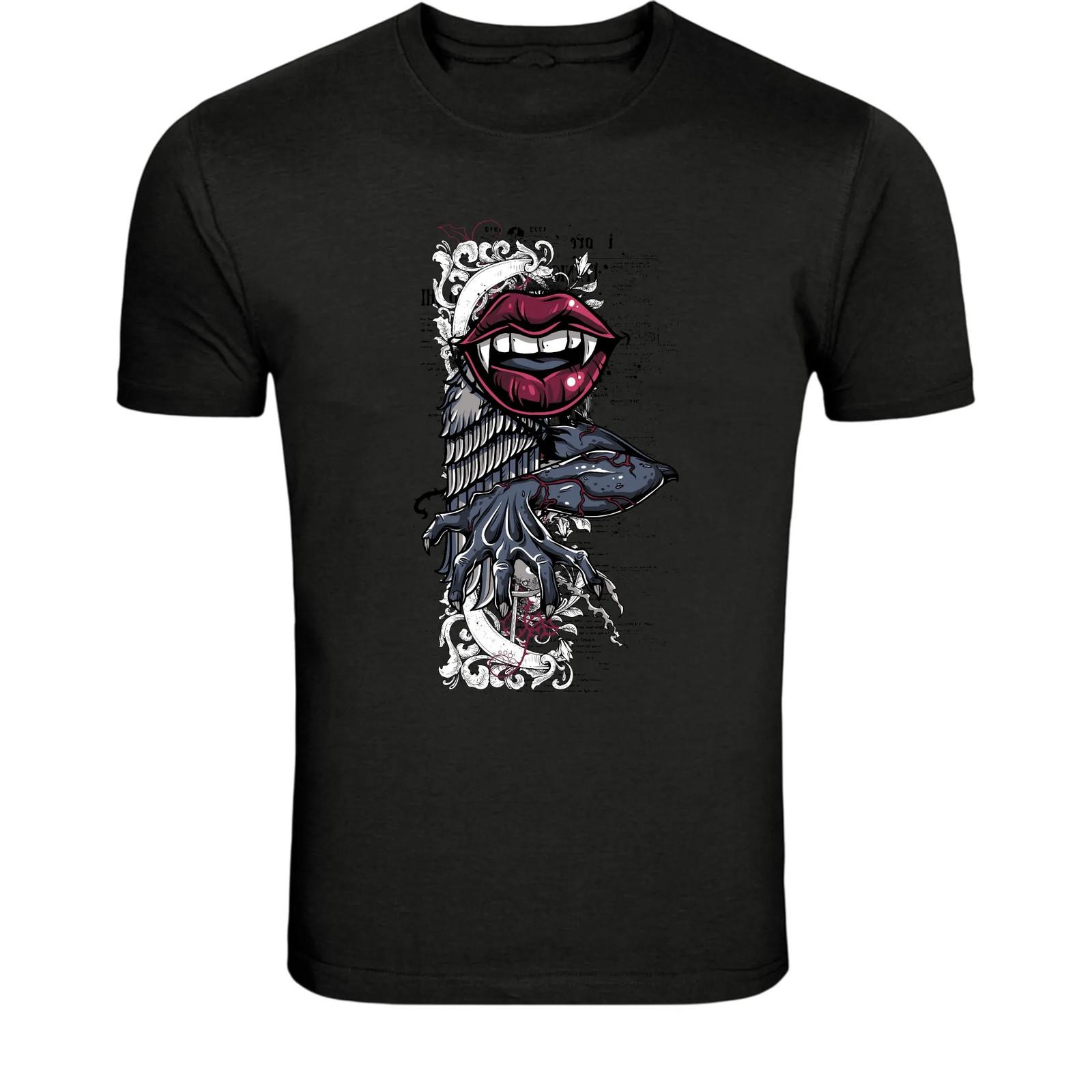 Gothic Lips Monster Hand T-Shirt - Dark Horror Graphic Tee S разноцветный