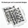 10 Sheets 3D Nail Stickers Set, Self-Adhesive  Nail Decals Black White Colorful Nail Art Decorations DIY Manicure Accessories