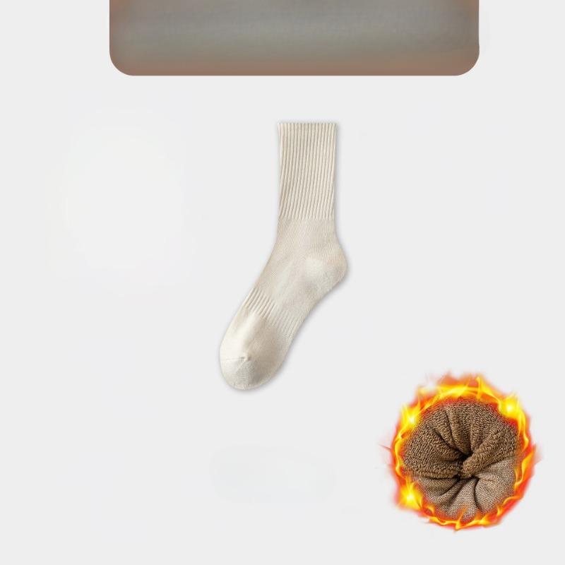Men's Autumn and Winter Plus Velvet and Thick Hair Ring Warm Sports Solid Color Socks