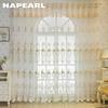 1 ks NAPEARL Luxusný priehľadný tyl s trojrozmernou výšivkou v európskom štýle pre dekoráciu okien obývacej izby, spálne, bytový dekor