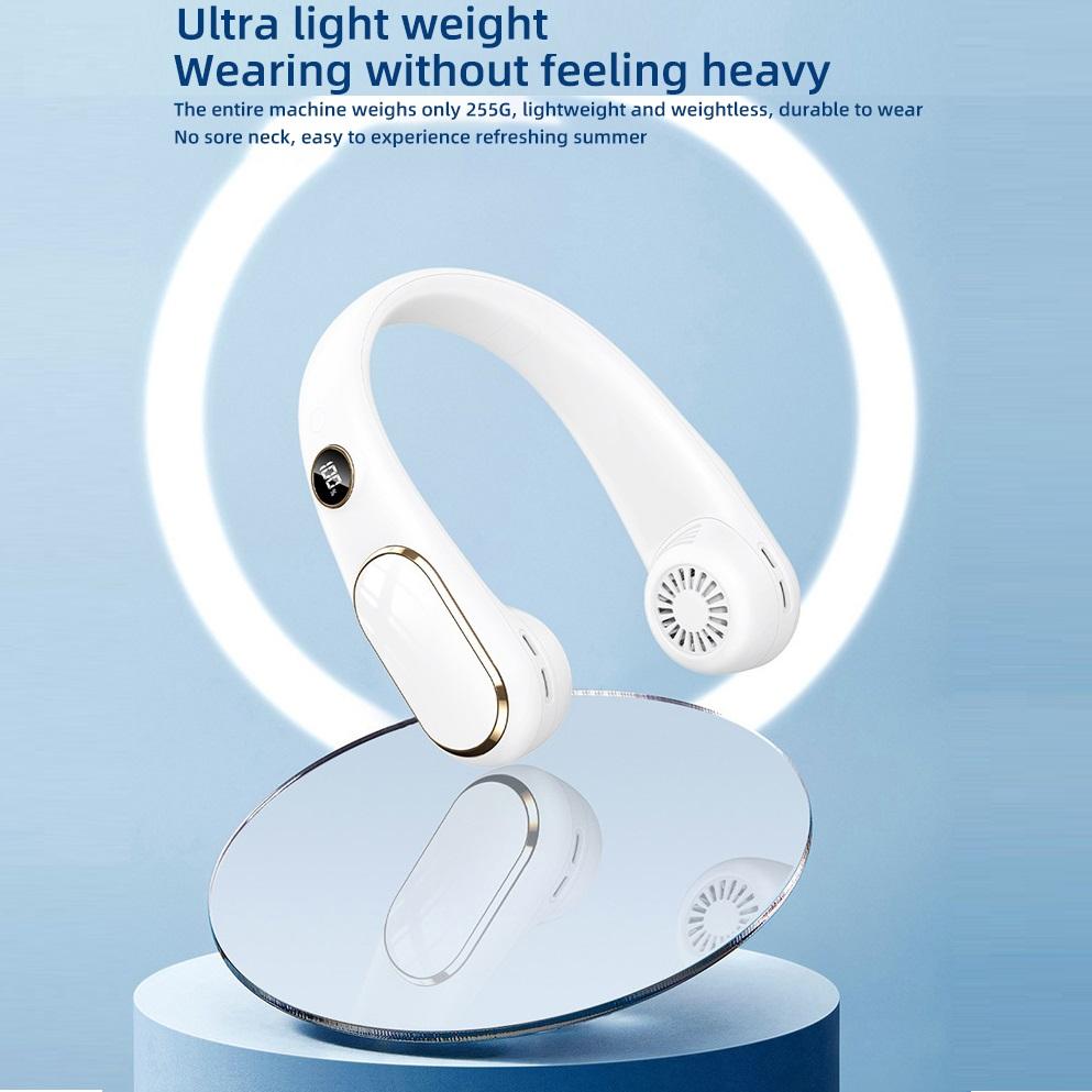 New Hanging Neck Fan USB Charging Portable Small Fan Student Office Sports Digital Display Hanging Neck Fan Portable Summer cool