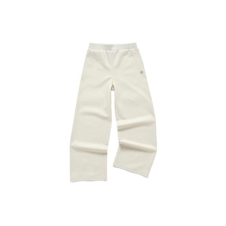 

FILA Solid Color Sports Knitted Wide Leg Long Pants Women bottoms Cloud-Mushroom-White F11W217602F-WT M