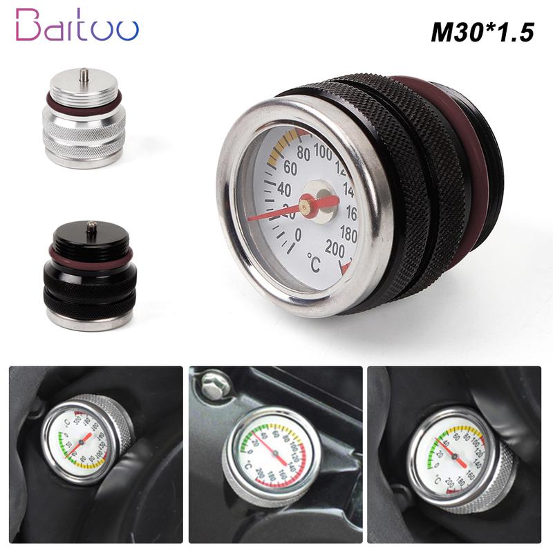 M30X1.5 Motorcycle Fuel Cap Tank Oil Temperature Gauge Engine Valve Cover Oil Filler Cap For 87-98 Kawasaki 650 KLR CAP021