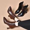 Fashion Woman Short Shoes Pointed Toe Fur Black Leather Ankle Boots for Women Fashion 2025 Pu Boot Autumn Large Size Warm Goth Booties