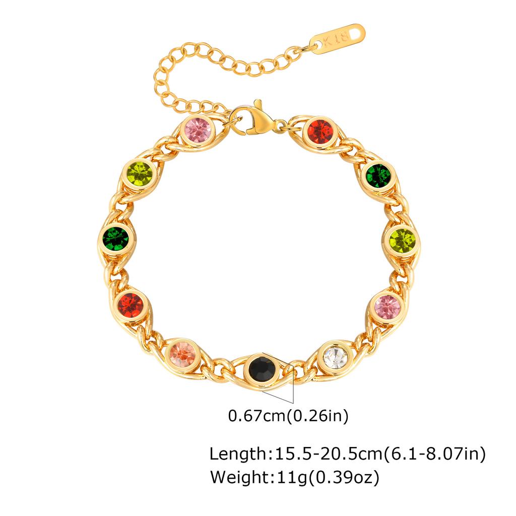 Cubic Zircon Heat Chain Bracelet, Adjustable Gold Plated Stainless Steel Bracelet Cuffs Wristband, Anniversary Gift for Women