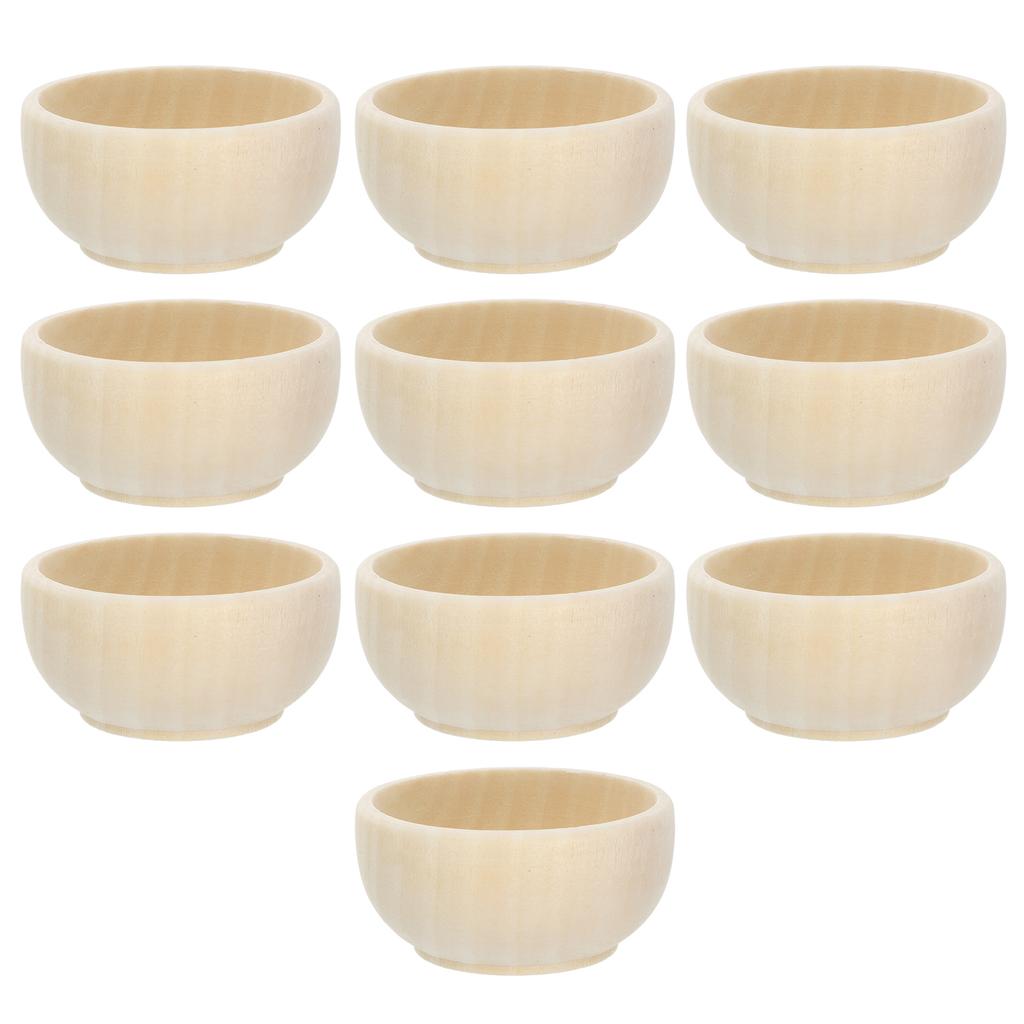 10 Pcs Small Wooden Bowl Unfinished Crafts Bowls Decorate for Painting Unpainted